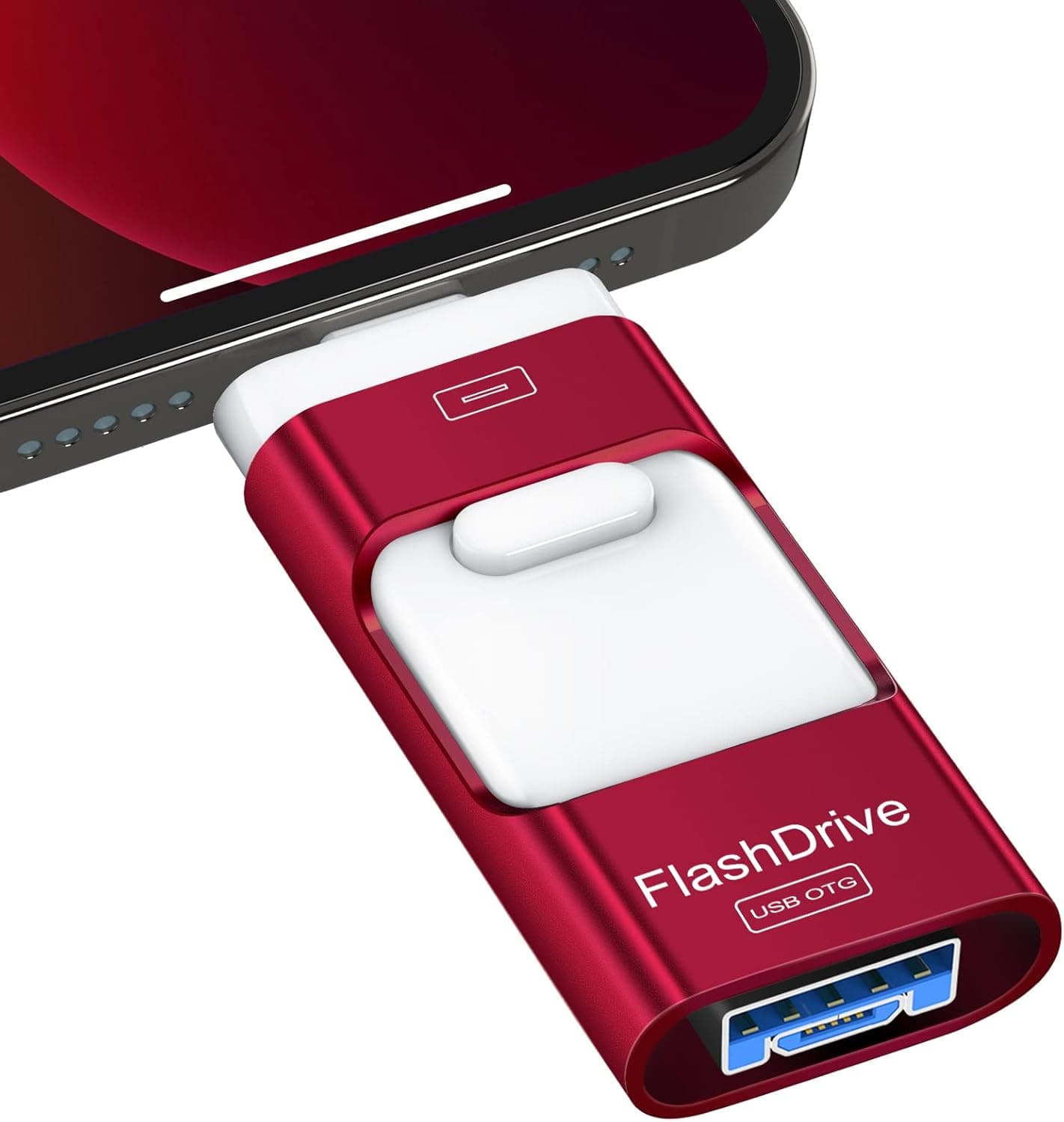 Sunany Flash Drive 128GB, USB Memory Stick External Storage Thumb Drive for Phone, Pad, Android, PC and More Devices (Red)