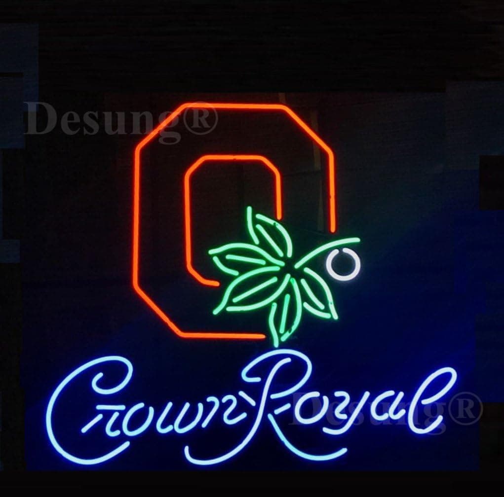 Desung New 24"x20" Ohio State Buckeye Crown Royals Neon Sign Man Cave Signs Sports Bar Pub Beer Neon Lights Lamp Glass Neon Light DX10