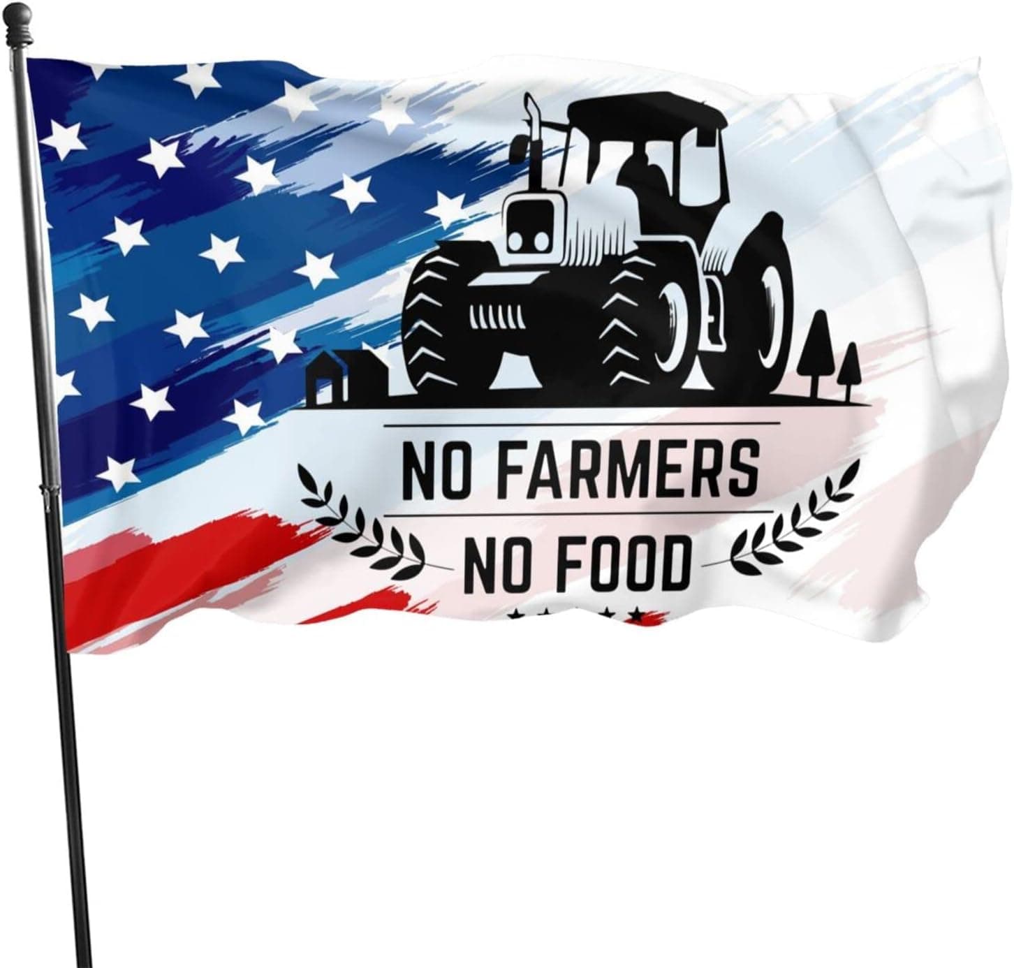 Kxybz No Farmers No Food Flag 3' X 5' Indoor Outdoor Banner Home Garden Decoration