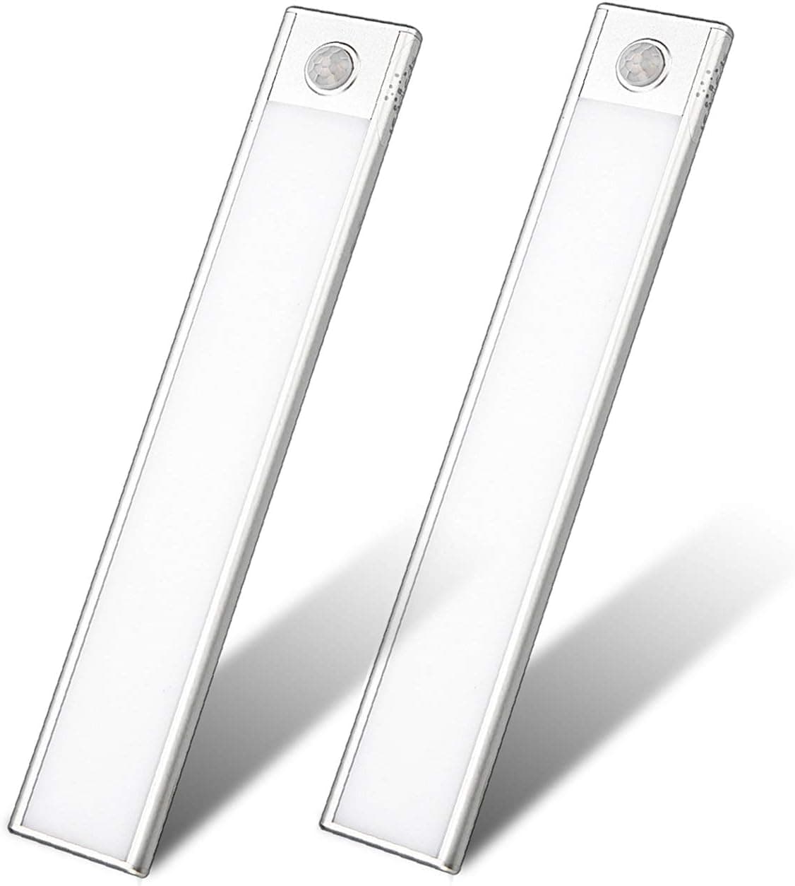 Leadleds Rechargeable Battery Cabinet Light, Ultra Thin 37Led Motion Sensor Closet Light for Kitchen, Bedroom, Bathroom, Step (Silver, 2Pack)
