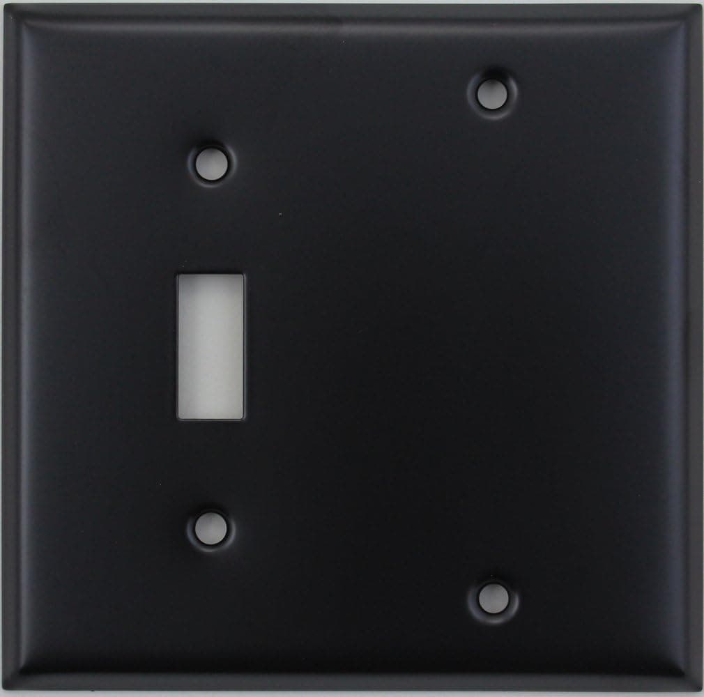Matte Black 2 Gang Wall Plate - 2 Gang 1 Toggle Light Switch 1 Blank