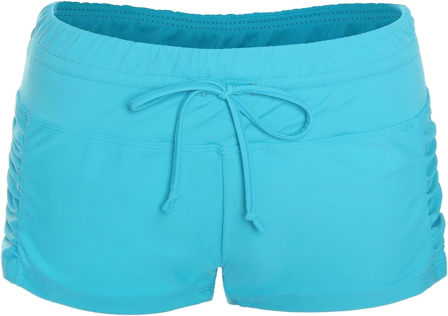 ReliBeauty Womens Ruched Side Boy Short Swim Bottoms (Medium, Sea Blue)