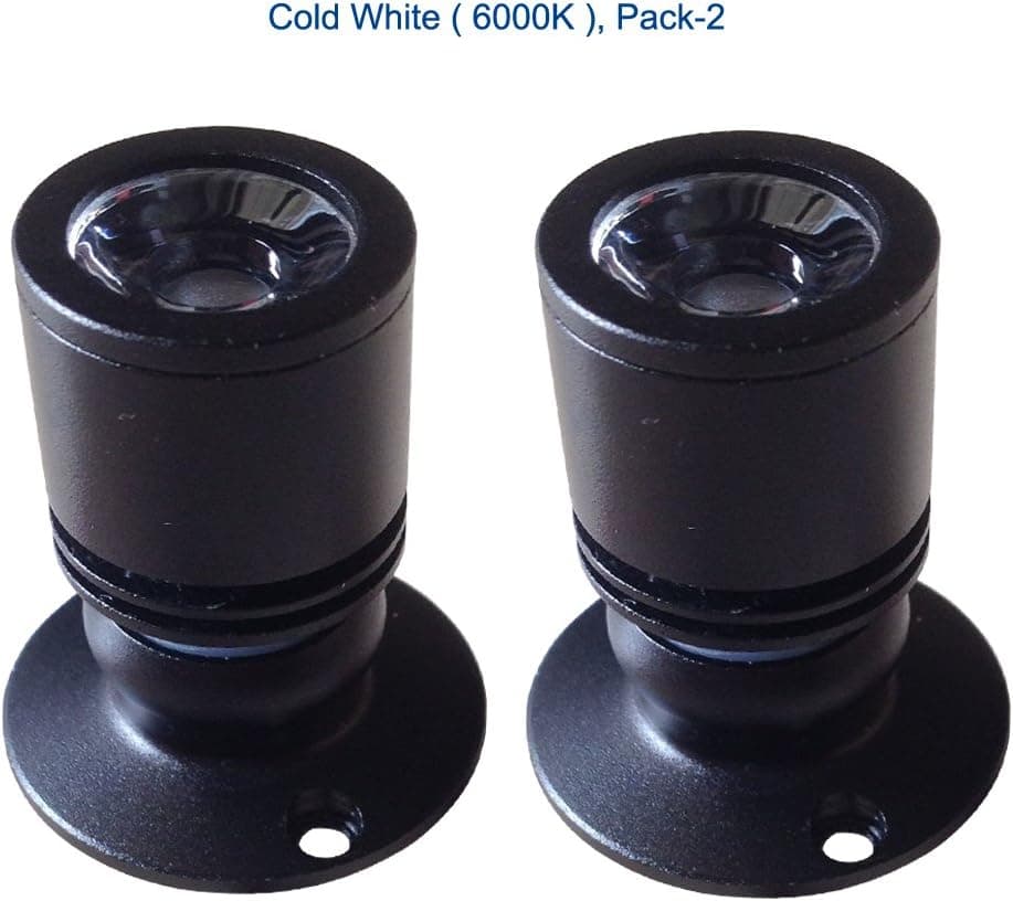 iPHD 110v Surface Mounted Spotlight Led Cabinet Fixture 360° Adjustable for Display Showcase Cold White 6000K Pack-2 (Black)