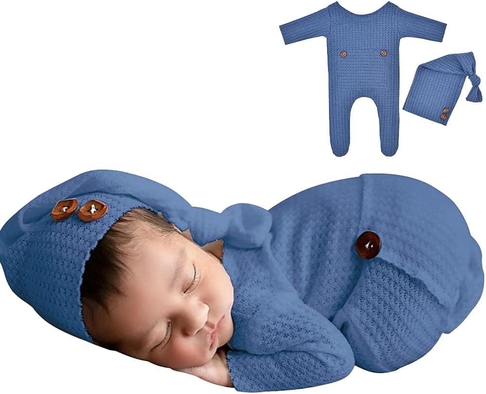 Winmany Baby Crochet Knit Photo Photography Prop Outfits, Newborn Photo Prop Romper Hats Costume Accessories for 0-2 Month