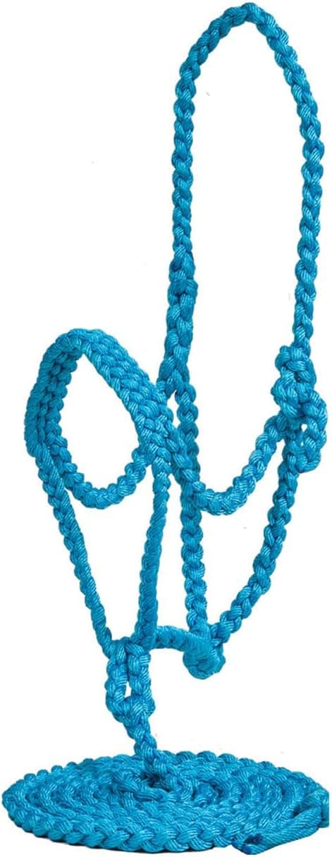 Mustang Flat Plaited Noseband Halter for Horses | Durable Soft Brushed Nylon Plaited Horse Halter with Matching 10ft Lead Rope