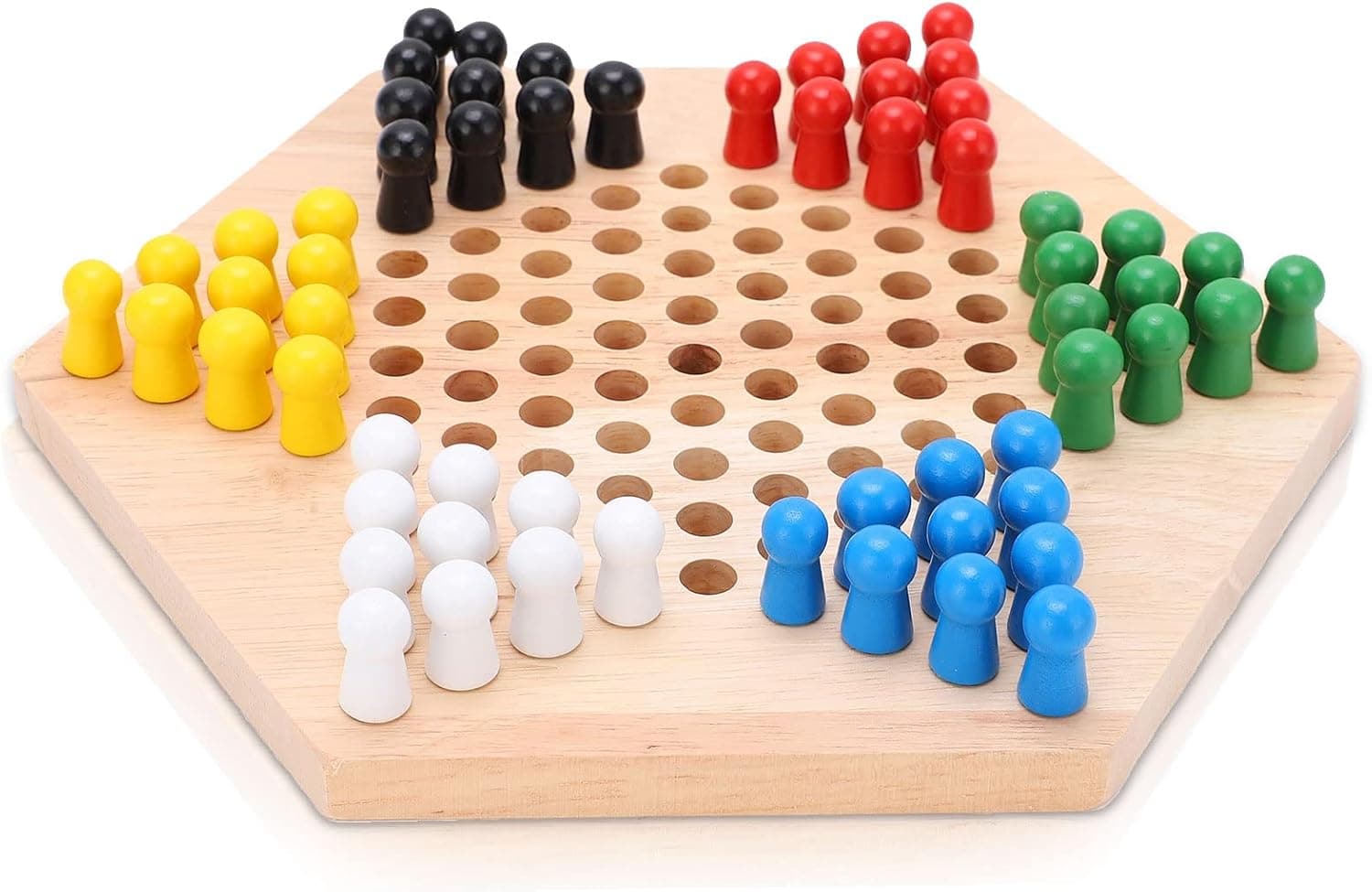 Wooden Chinese Checkers Board Game Set, Colorful Chinese Checkers Board Game Classic Strategy Family Board Game for Kids and Adults
