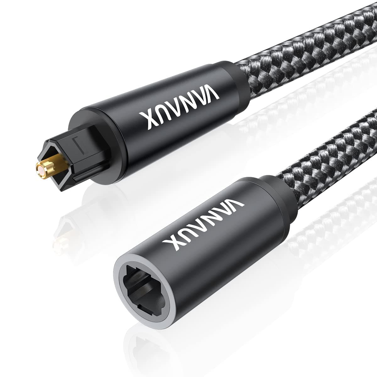 VANAUX Optical Extension Cable Digital Toslink Male to Female S/PDIF Cords Compatible with Home Theater, Sound Bar, TV, PS4, Xbox, Playstation & More - Black (3.3ft/1m)