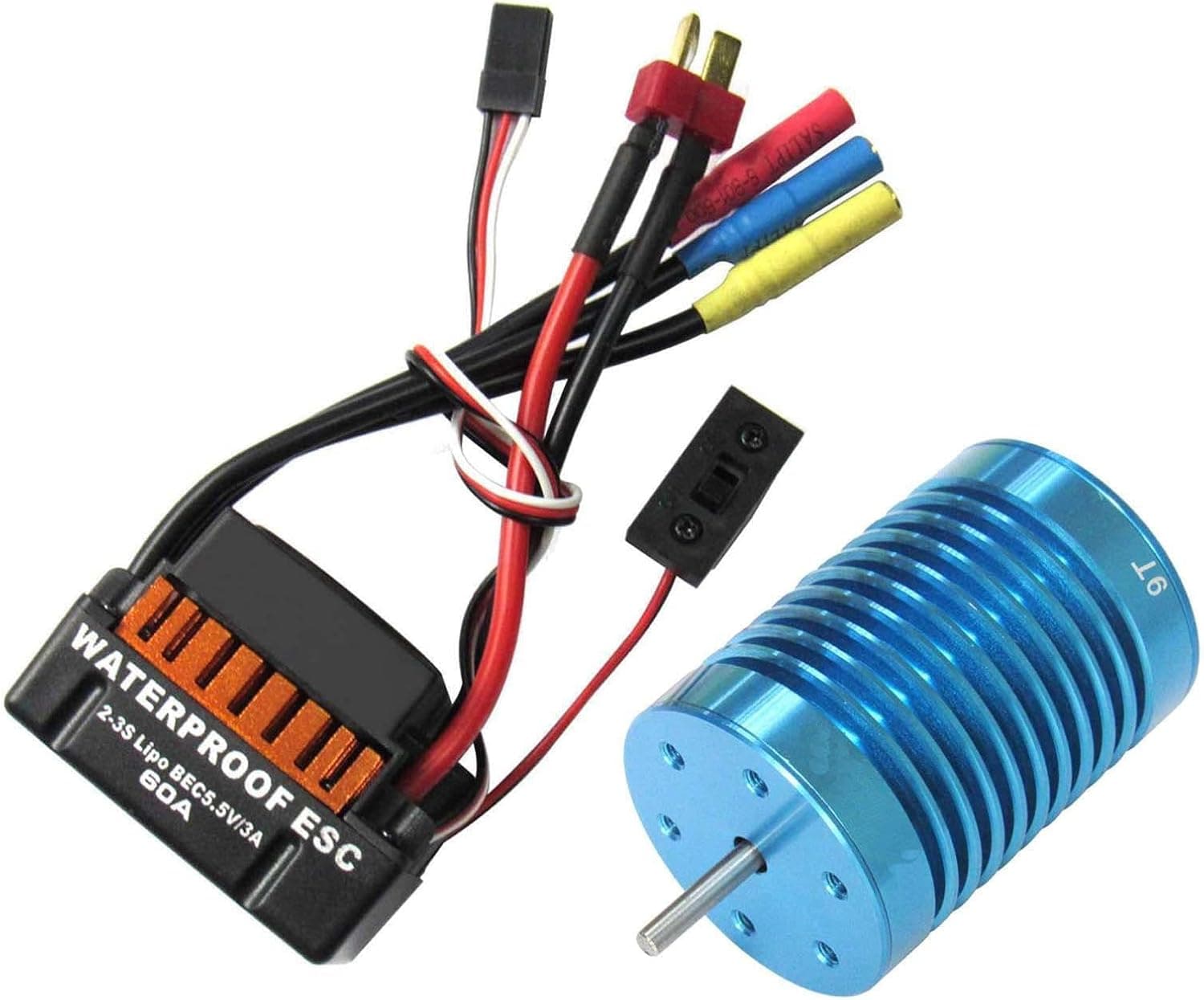 powerday 60A ESC Brushless Speed Controller + 9T 4400KV BL Motor for 1/10 1/12 RC Car