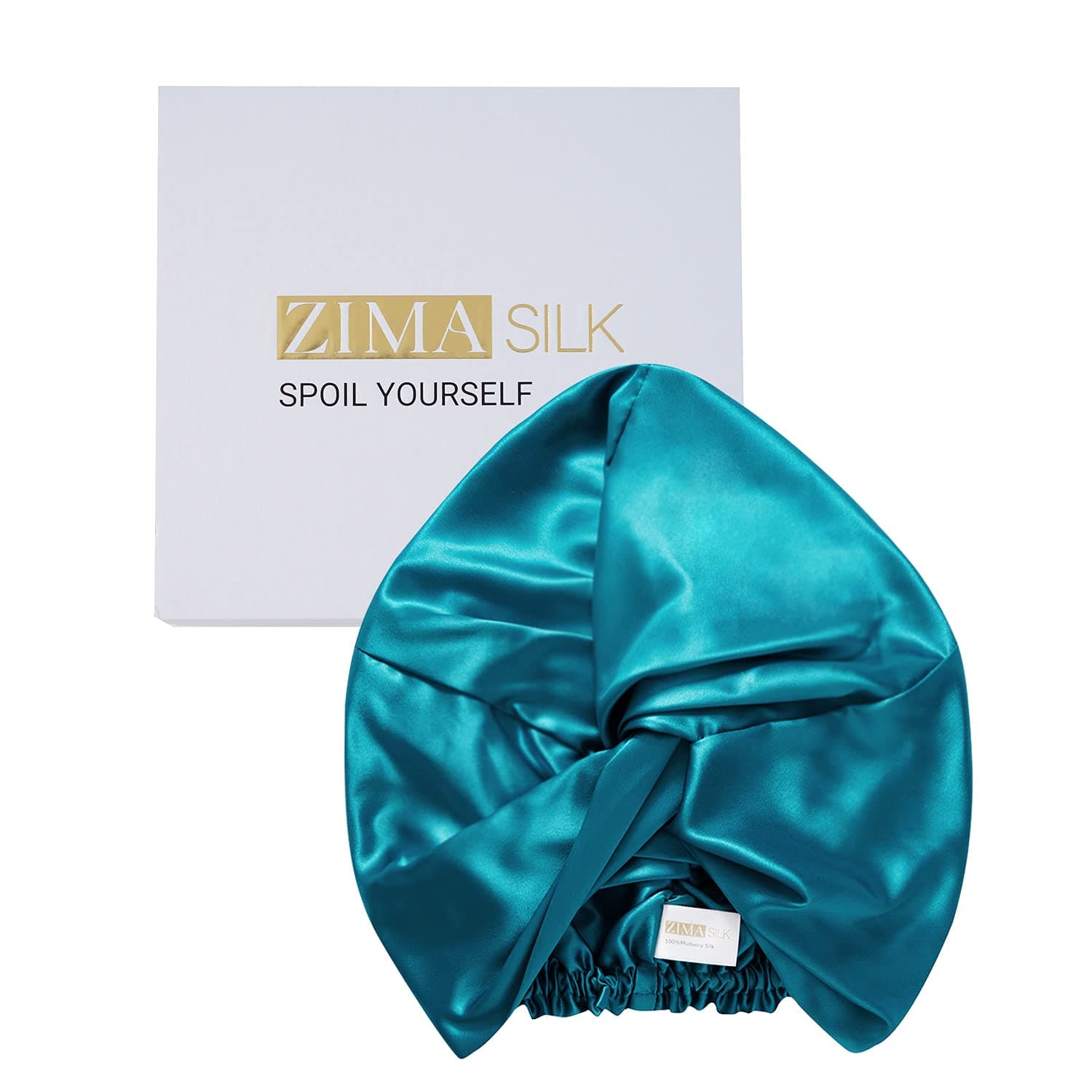 ZIMASILK 22 Momme 100% Mulberry Silk Bonnet for Sleeping & Women Hair Care, Highest Grade 6A Silk Hair wrap for Sleeping with Premium Elastic Stay On Head (1Pc, Peacock Green)