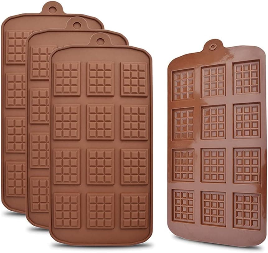 4pcs Chocolate Molds, Chocolate, Candy, Fudge or Jelly Food Grade Non-Stick Silicone Molds, Waffles, Mini Chocolate Chips