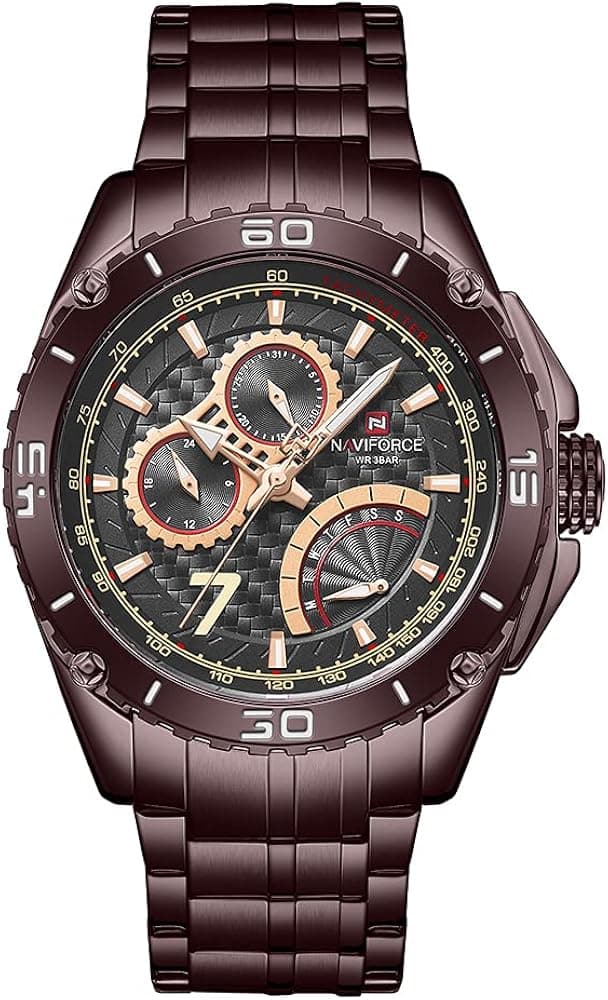 NAVIFORCE Large Face Military Watch Stainless Steel Waterproof Sports Watches Analog Quartz Calendar Business Fashion Wristwatch for Men
