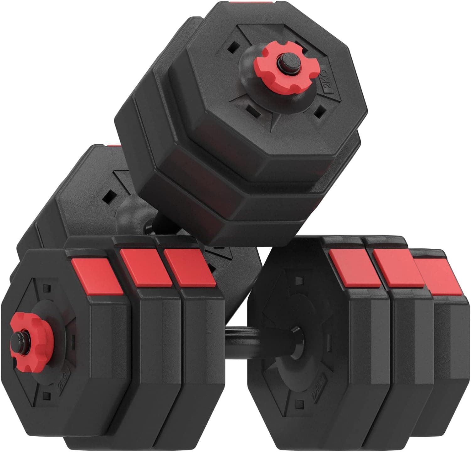 SogesPower Weights Dumbbells Set for Men, Hand Weight Sets Adjustable to 66lbs with Rubber Covered Weight Plates, Connecting Rod for Use as Barbell - Versatile Dumbbell Set for Gym, Home Office Workout