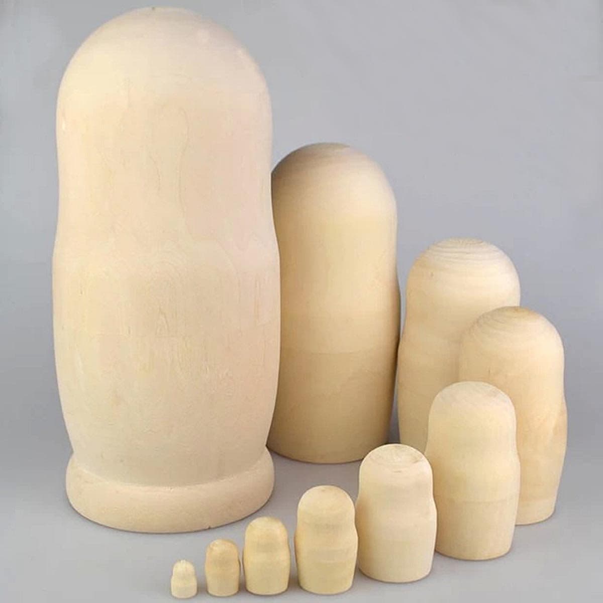 MAGIKON Set of 10pcs Unpainted Russian Nesting Doll , Blank Doll , Make Your Own Doll , 10" High , Pre-Sanded and Ready to Paint