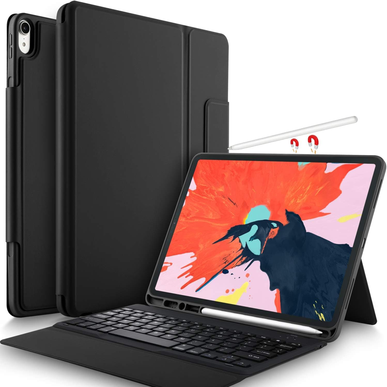 IVSO Case with Keyboard for Samsung Galaxy Tab A 10.1 2019, Keyboard Case Wireless Front Prop Stand Cover Compatible with Samsung Galaxy Tab A 10.1 Inch SM-T510/SM-T515 2019 Release Tablet (Aqua)
