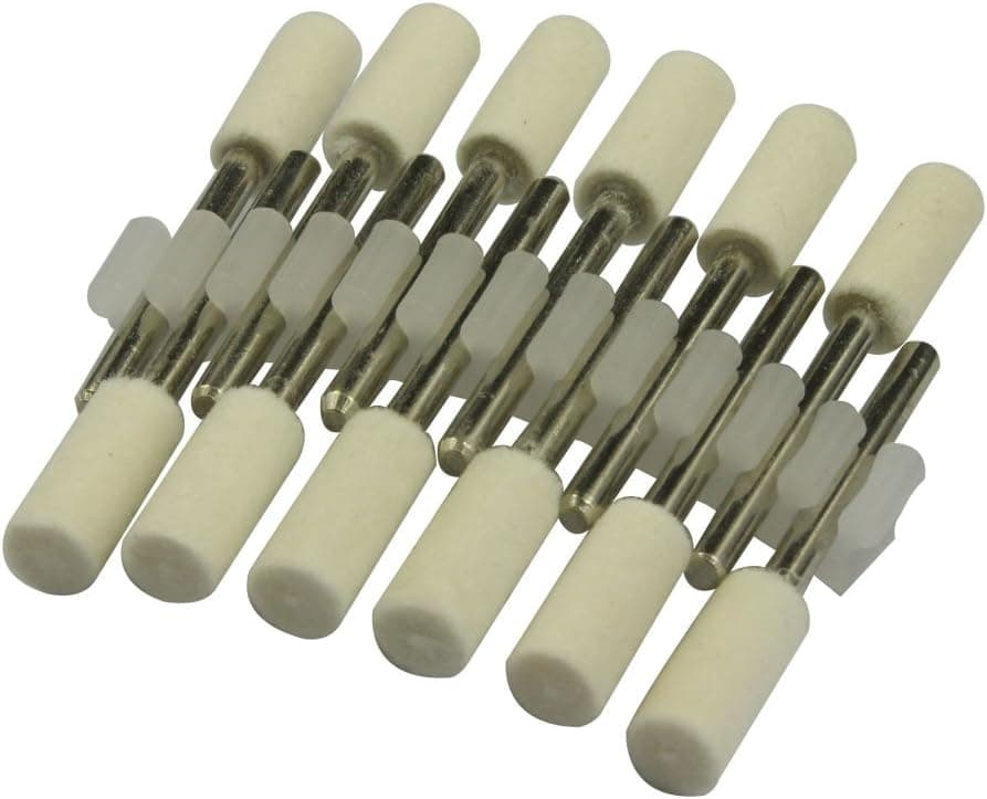 Mandrel Mounted White Conical Felt Bob Polishing Tool 3mm Shank - 12- Piece