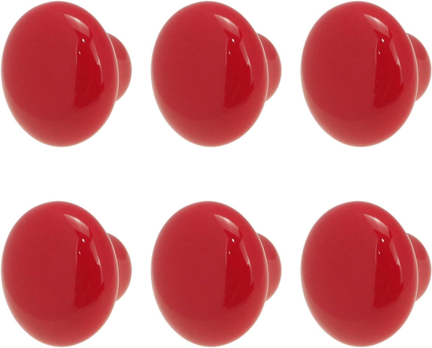 HONJIE Ceramic Cabinet Knobs Red 1.22inch Vintage Door Knobs Drawer Dresser Cupboard Pull Handles for Home Kitchen with Screws 6 Pieces
