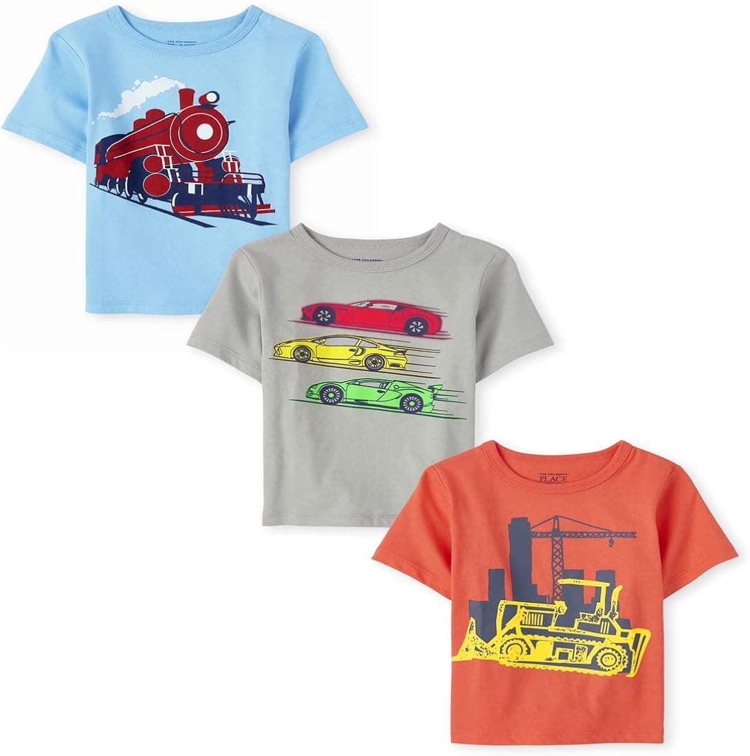 The Children's Place Baby Toddler Boy Short Sleeve Graphic T-Shirt 3-Pack