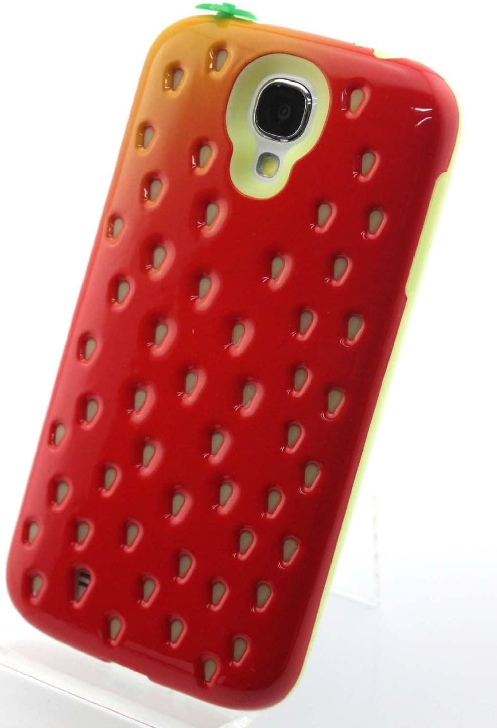 Big Dragonfly Pretty Strawberry 2 Layer Protective Shell Fluorescent Back Cover Case for Samsung Galaxy S4 SIV I9500 Exquisite Retail Package Red (Glow In the Dark)