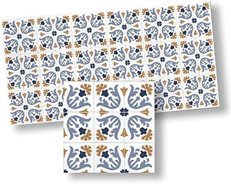 World Model Miniatures Dollhouse Miniature Light Blue/Yellow Mosaic Floor Tiles