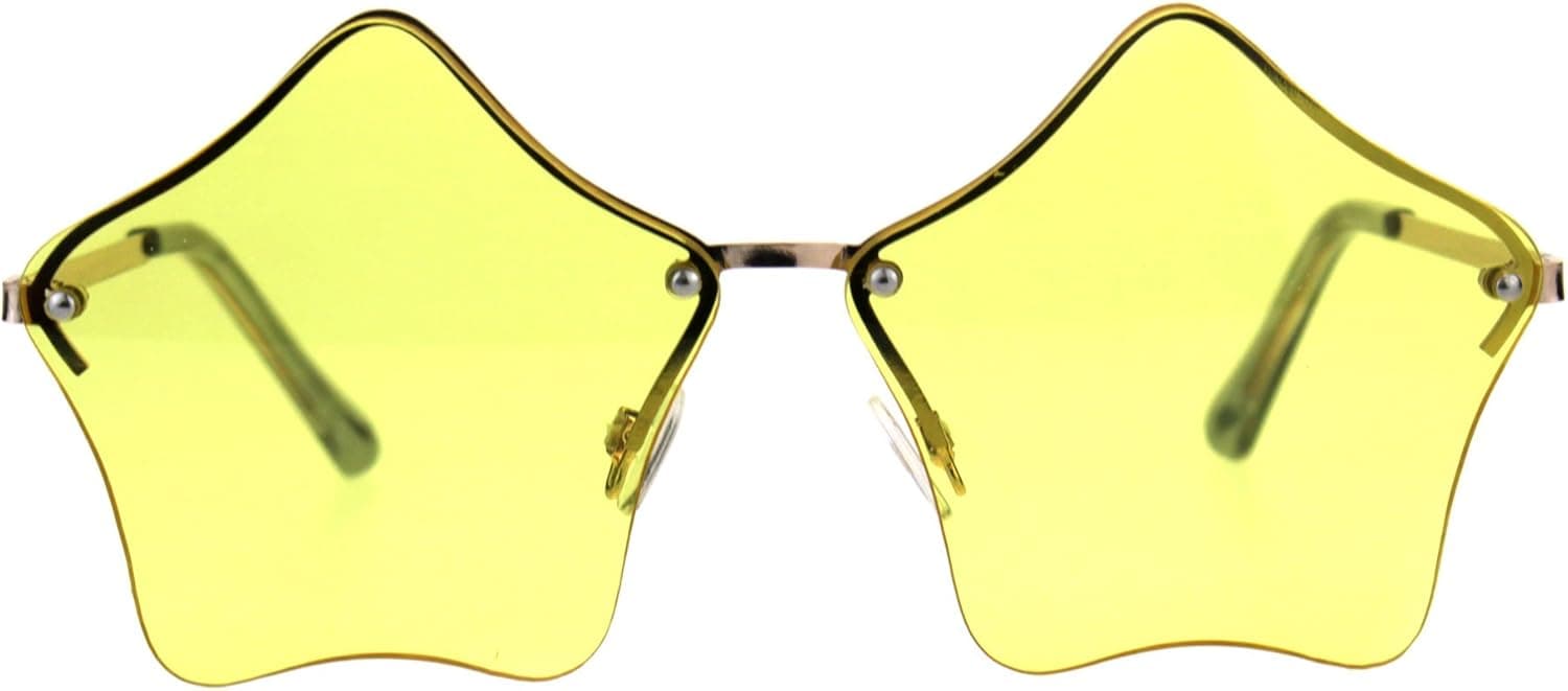 PASTL Star Shape Sunglasses Glasses Cute Stars Lens Half Rimless Frame UV 400