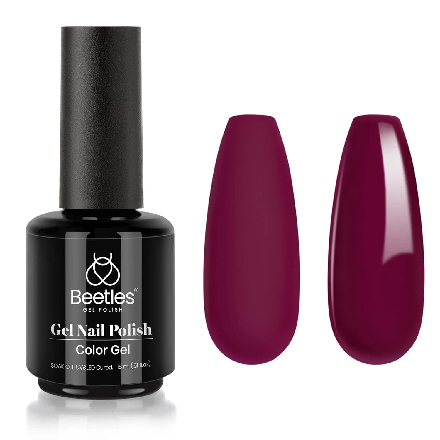 Beetles Gel Nail Polish, 1Pcs 15ml Vanessa Wine Color Soak Off Gel Polish Nail Art Manicure Salon DIY Gel Nail Design Decoration at Home