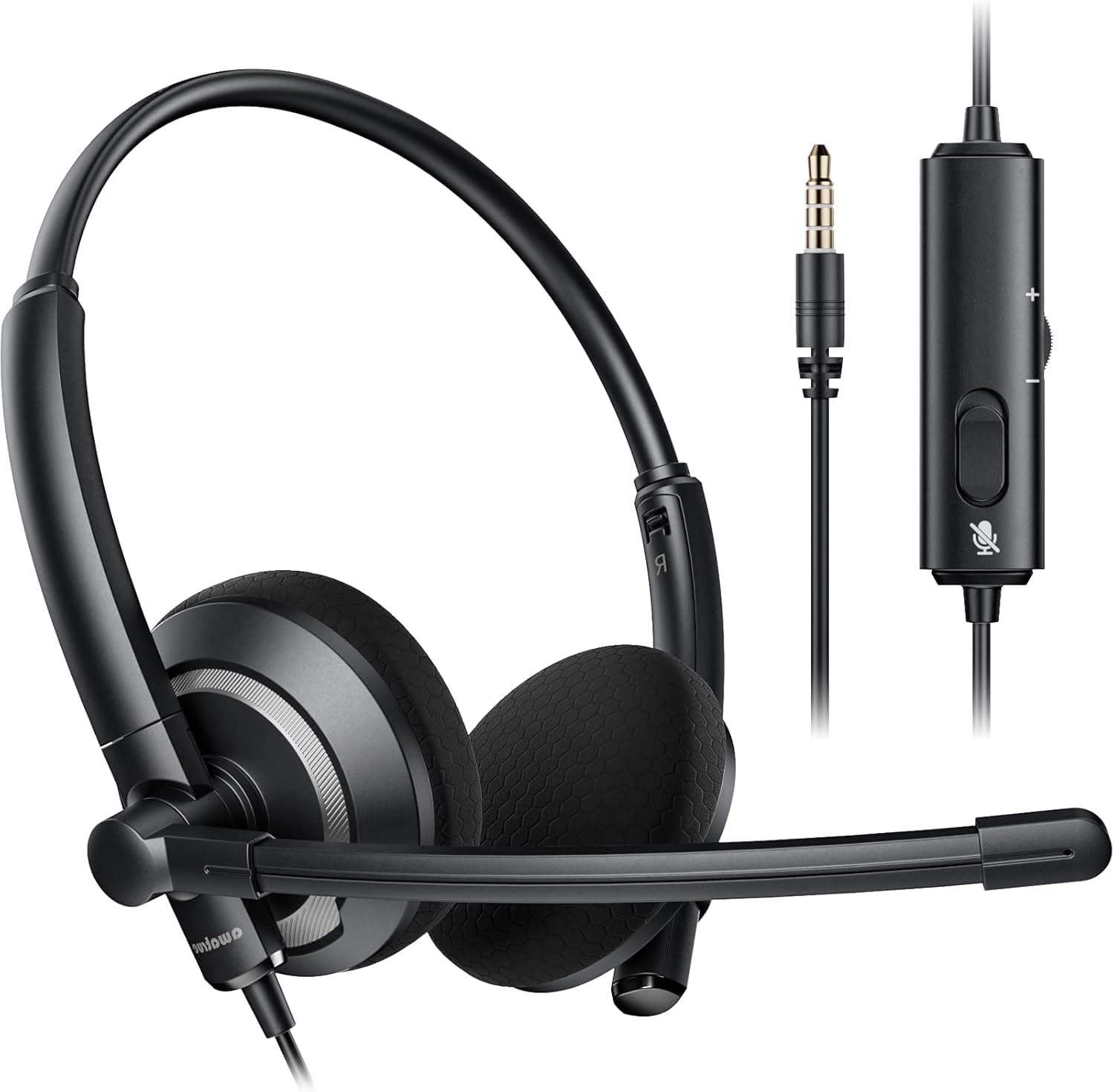 awatrue 3.5mm Computer Headset with Microphone Clearer Voice Noise Cancelling in-line Control for PC Laptop Office Call Center for Boom Skype Webinars