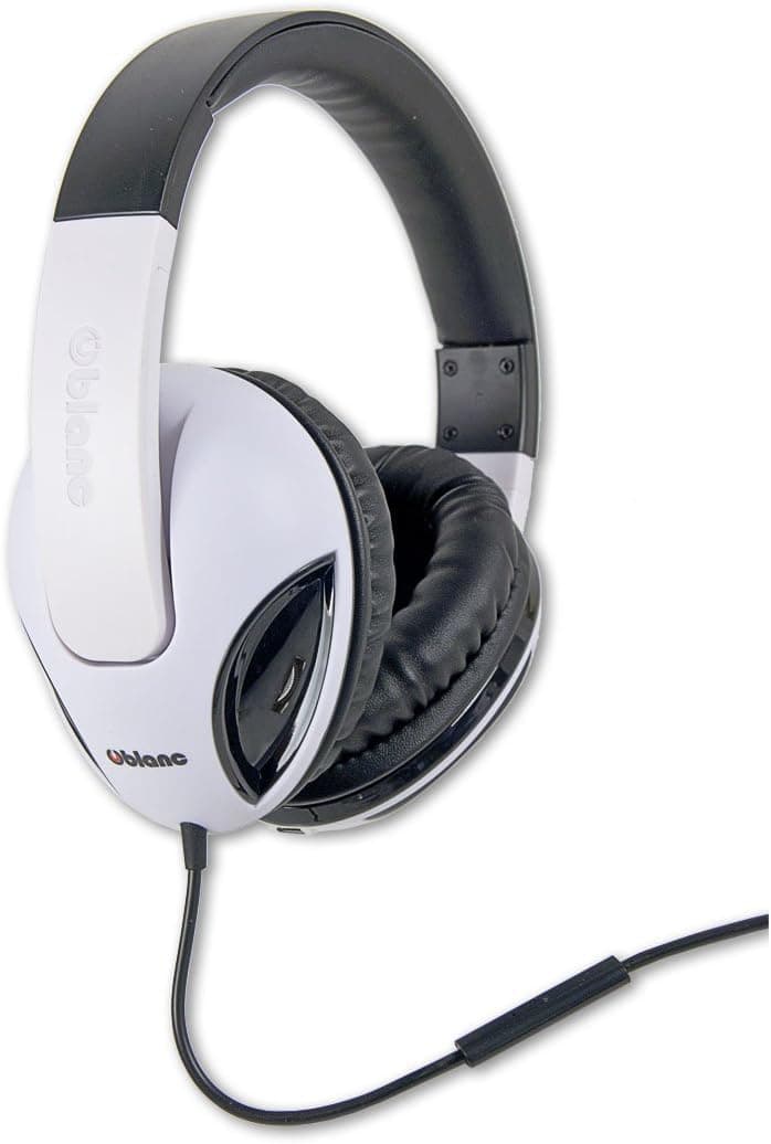 Syba OG-AUD63049 NC-1 COBRA 2.1 Dual Driver Headphone with Built-In Amplifier and In-line Microphone, Black and White Model