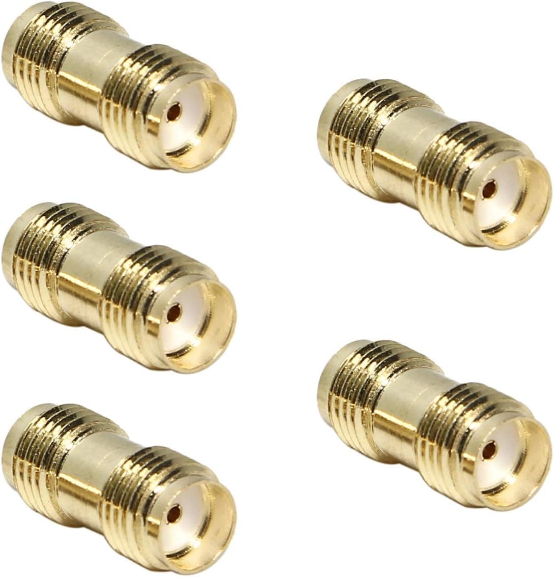 SMA Female to SMA Female, SMA Coupler Barrel Adapter RF Coax Connector 5-Pack for Ham Radio, Antenna, Handheld Radio