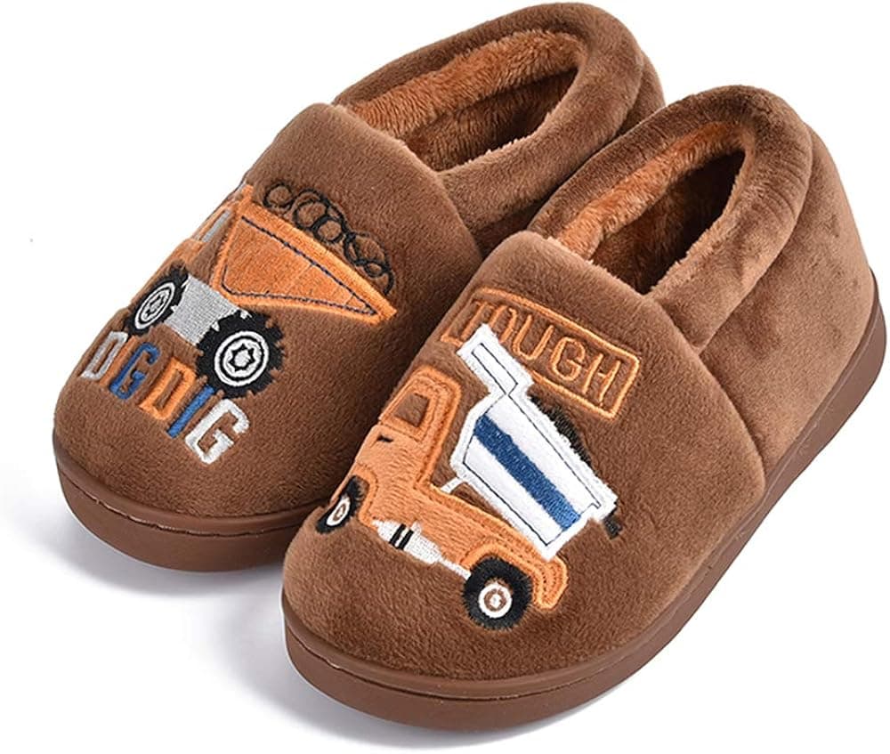SITAILE Boys Girls Toddler House Slippers,Kids Fur Lined Warm Slip On Home Slippers Cute Winter Nonslip Indoor Slippers