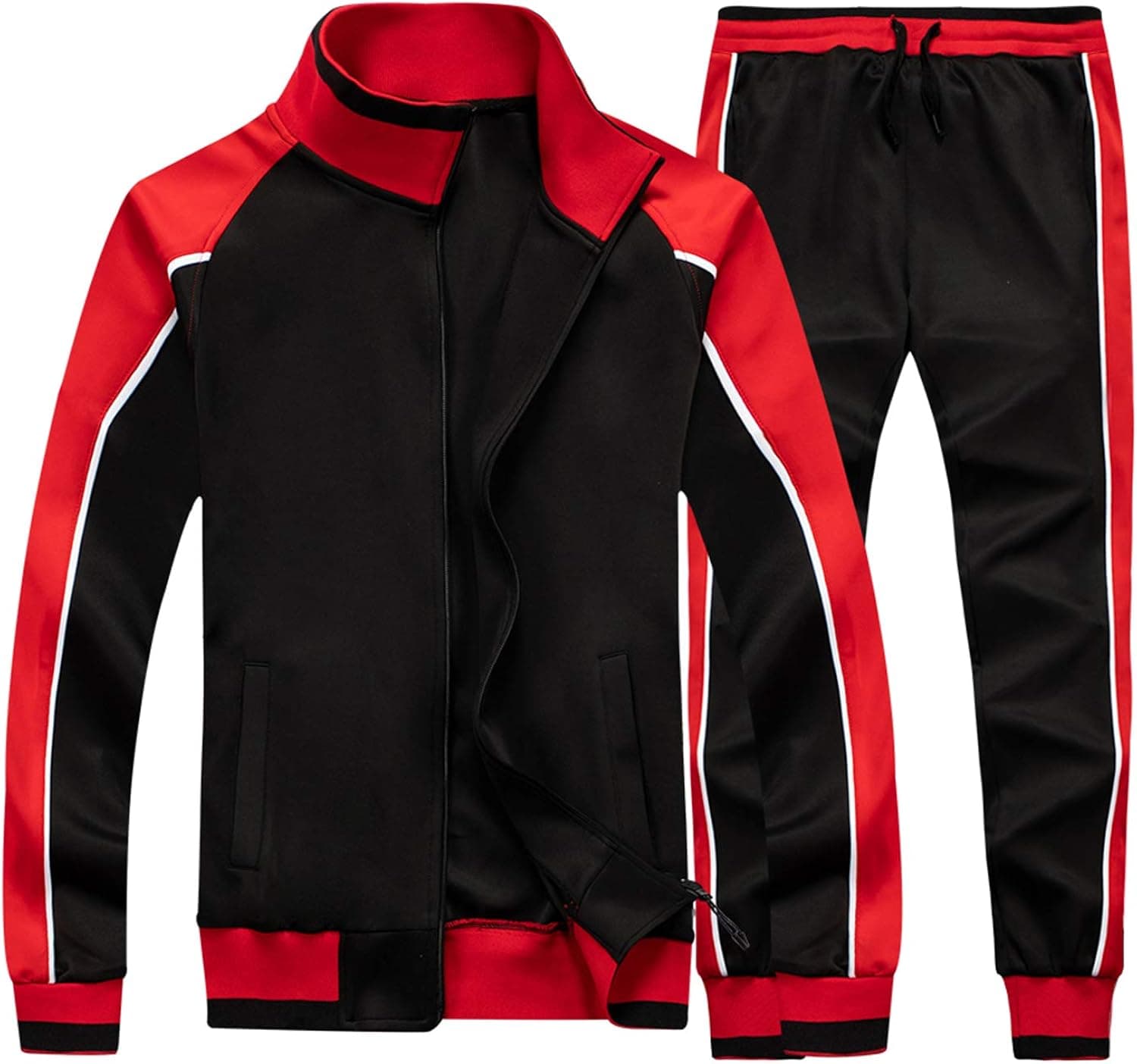 TOLOER Men's Activewear Full Zip Warm Tracksuit Sports Set Casual Sweat Suit