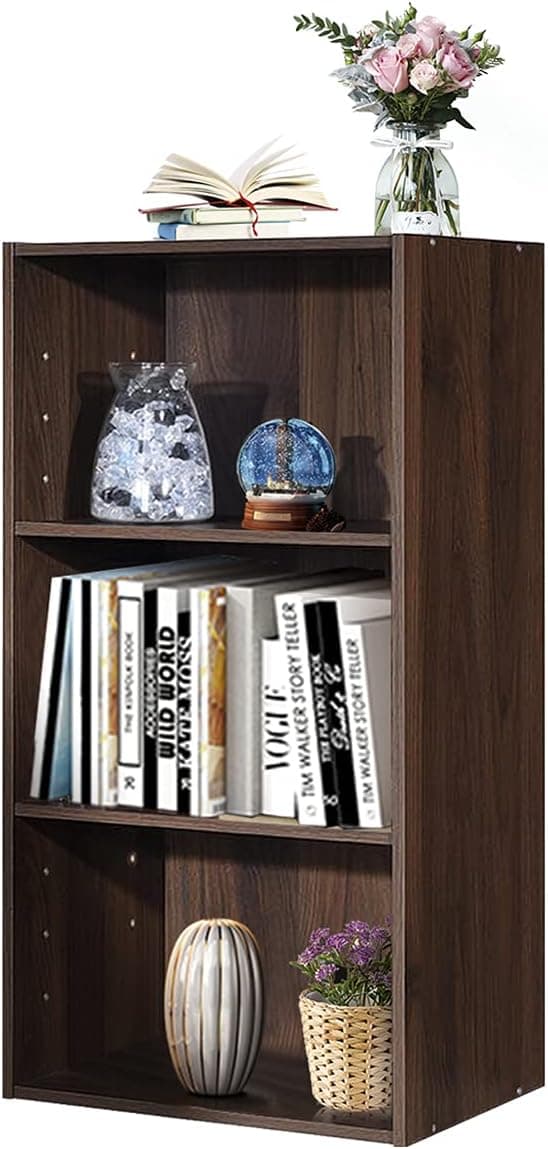 Giantex 3 Shelf Bookcase Book Shelves Open Storage Cabinet Multi-Functional Home Office Bedroom Furniture Display Bookcases (Brown)