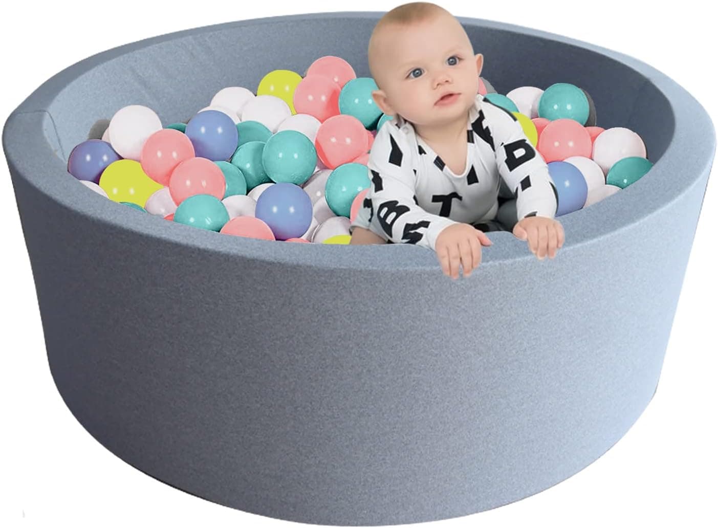 Foam Ball Pit for Toddlers, Soft Children Round Playpen Ball Pool Ideal Gifts for Kids Babies Boys and Girls Pets Dogs 39.37 x 11.8 inch (Balls NOT Included)