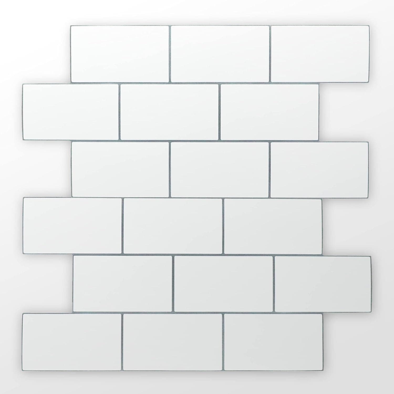 WALPLUS 20 Sheets Peel and Stick Kitchen Backsplash Tile Stickers Self Adhesive Stick on Subway Tile 12" x 6" Bathroom Splashback Water Heat Resistant 3D Wall Tiles Pure White Gray