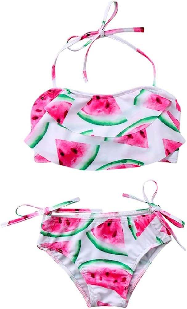 Scfcloth 2Pcs Kids Swimsuit Toddler Girls Halter Sunflower Bathing Suit Bikini Sets