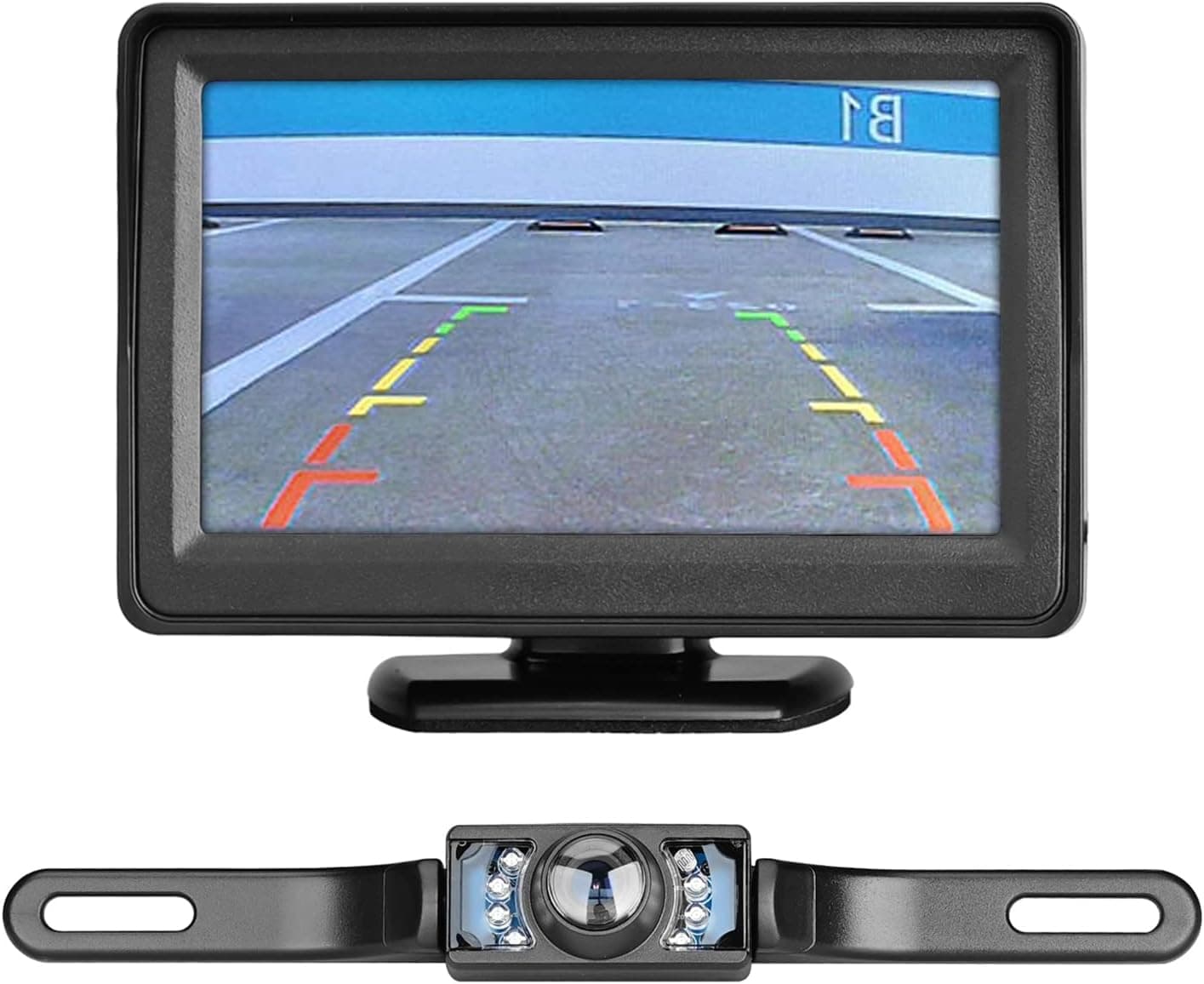 Backup Camera Monitor Kit Wireless, Lychee 4.3in Monitor and Rear View Camera with Night Vision Guide Lines for Car SUV Vehicle Pickup Truck