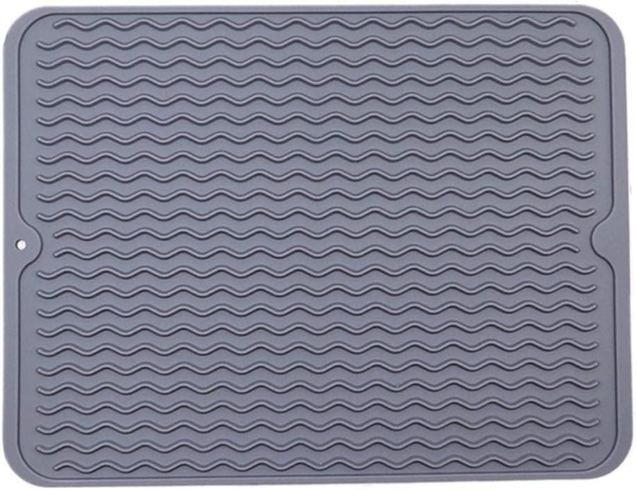 Silicone Dish Drying Mat - Extra Large Dish Drying Mat, Counter top Mat, Dish Draining Mat, Sink Mat, Large Silicone Trivet (16" x 12")