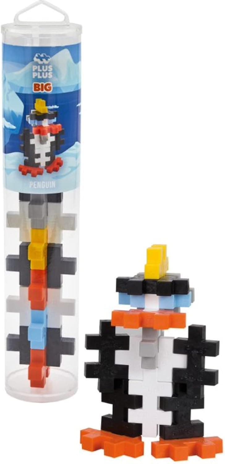 PLUS PLUS Big - Instructed Tube - 15 Piece Penguin - Construction Building Stem / Steam Toy, Interlocking Large Puzzle Blocks for Toddlers and Preschool