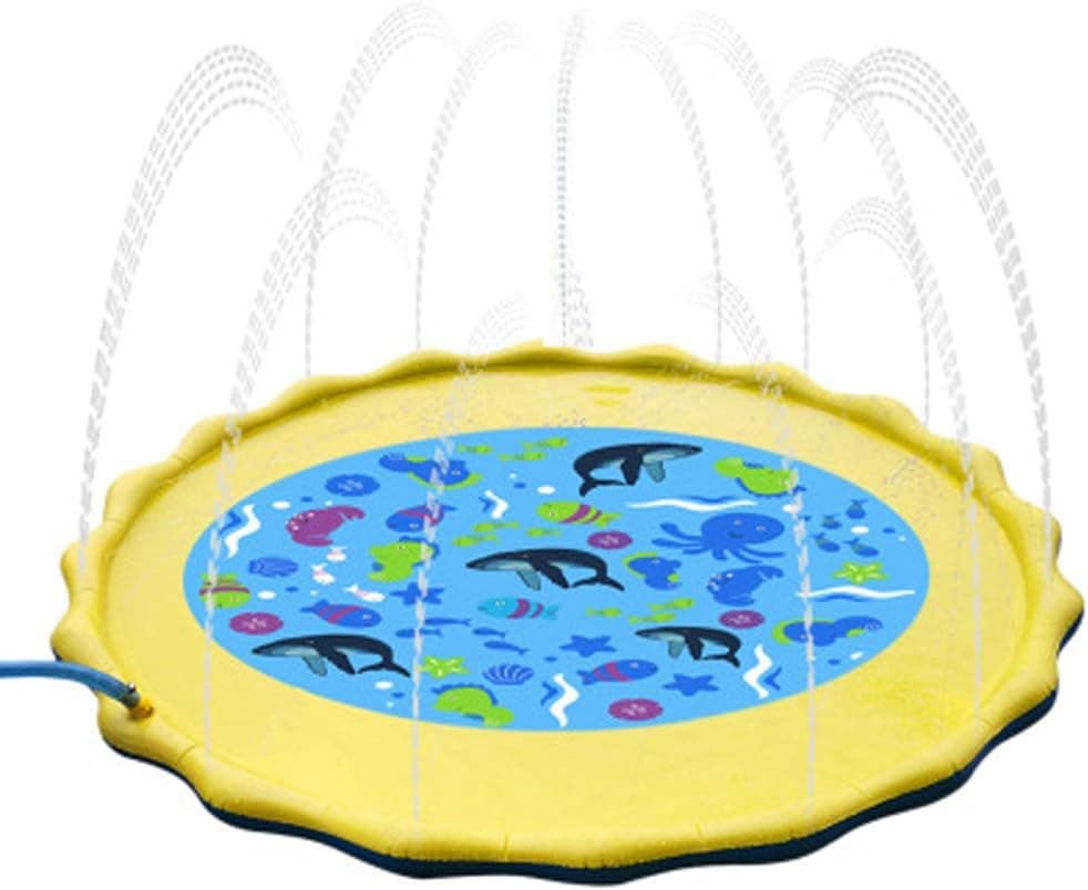 WISHTIME Sprinkler pad & Splash Play Mat - 60" Inflatable Outdoor Party Swimming Pool Sprinkler Pad Water Toys Fun for Children Infants Toddlers,Boys, Girls and Kids