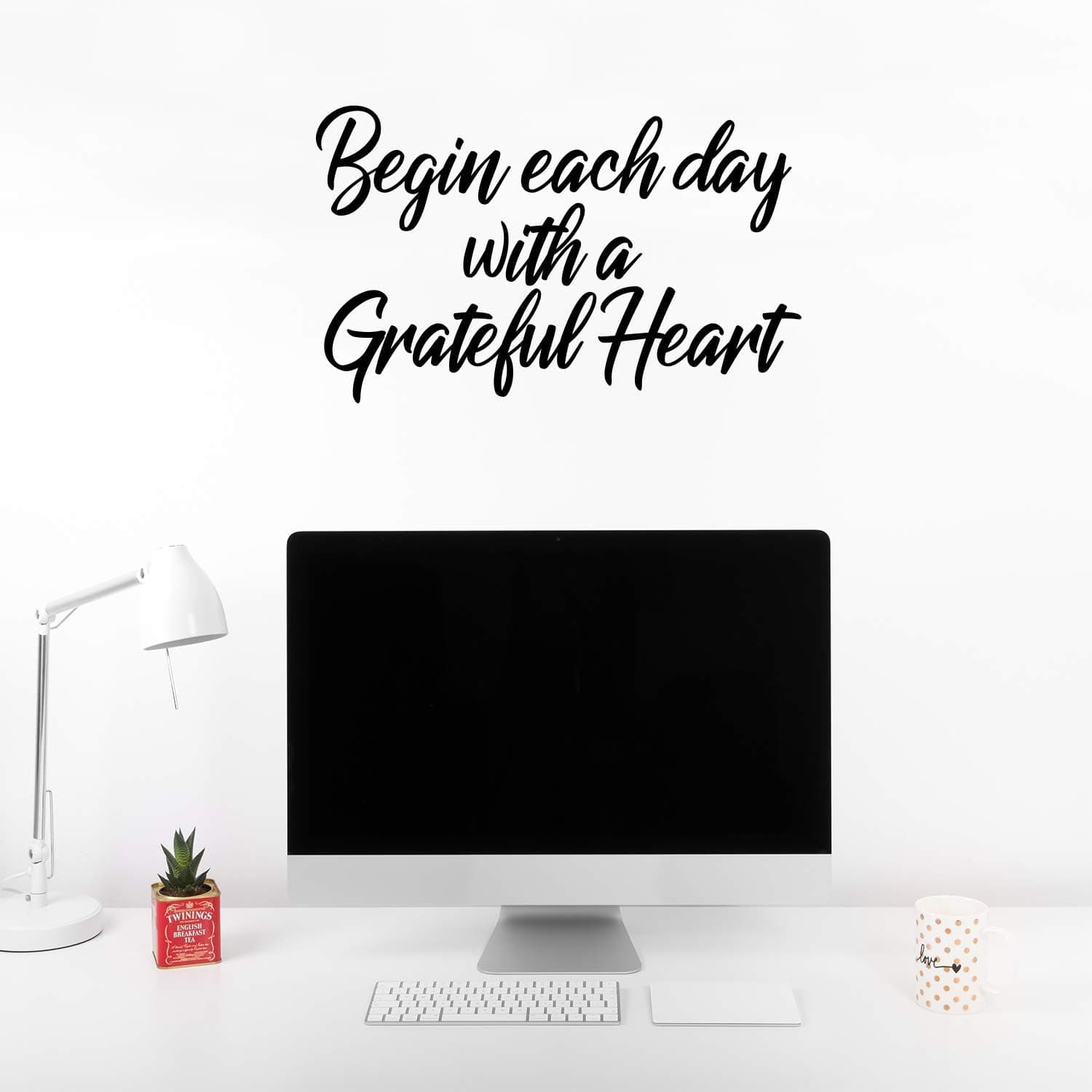 Vinyl Wall Art Decal - Begin Each Day with A Grateful Heart - 14" x 23" - Home Decor Inspirational Living Room Bedroom Workplace Indoor Outdoor Stencil Adhesives Design (14" x 23", Black Text)