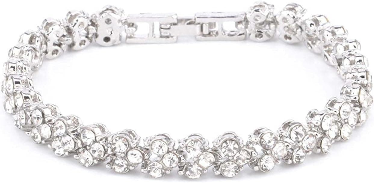 Bracelets for Women - Women Bracelet Fashion Hollow Bracelet Double Chain Party Wedding Accessories Jewelry for Ladies Girls - Women's Crystal Rhinestone Jewelry Bracelets Gift for Christmas (Silver)