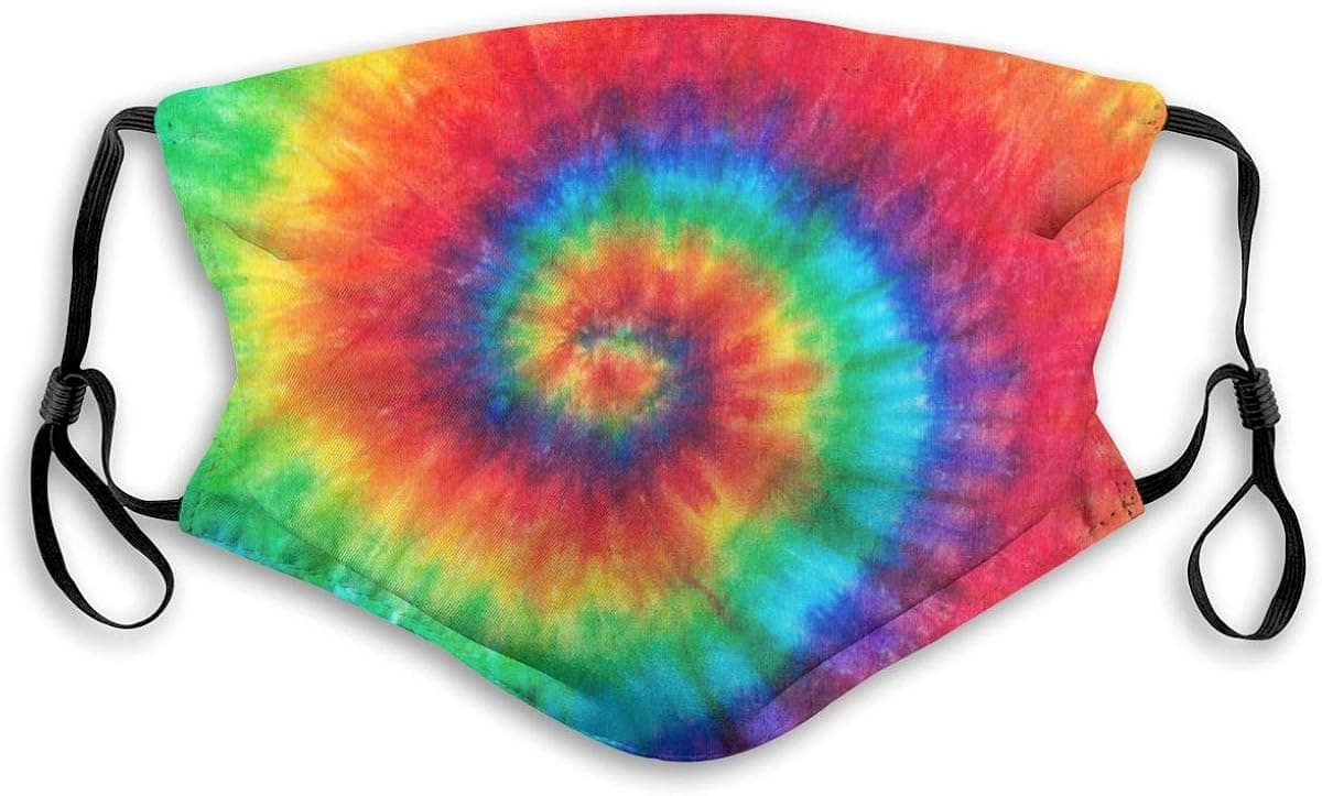Colorful Rainbow Spiral Tie Dye Pattern Dust Washable Reusable Filter and Reusable Mouth Warm Windproof Cotton Face