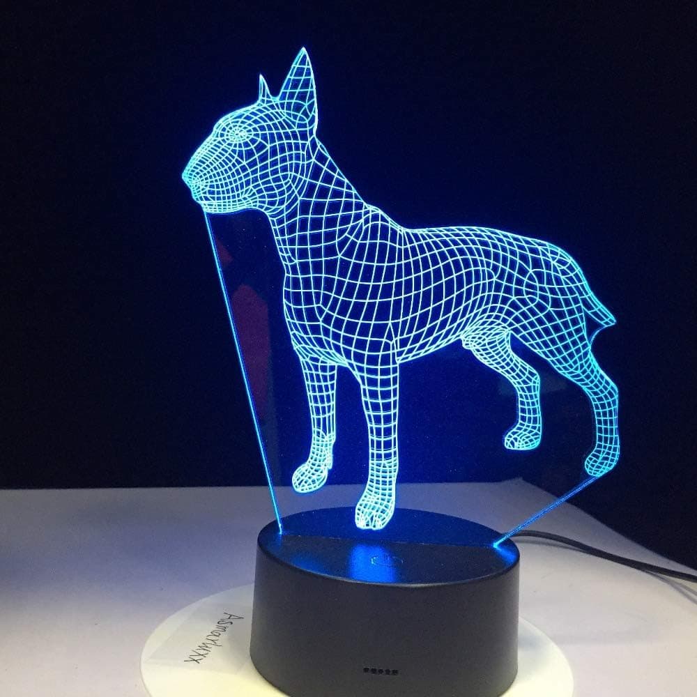 Bull Terrier Dog 3D Lampen 7 Color USB Night Lamp LED for Kids Birthday Creative Bedside Decor Gift