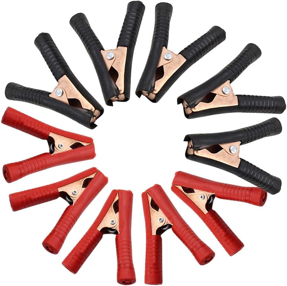 TOUHIA 10pcs 100A Insulated Alligator Clips Black & Red Durable Heavy Duty Boot Metal Spring Loaded Truck Car Battery Electric Test Clips Lead Probe Alligator Clamps
