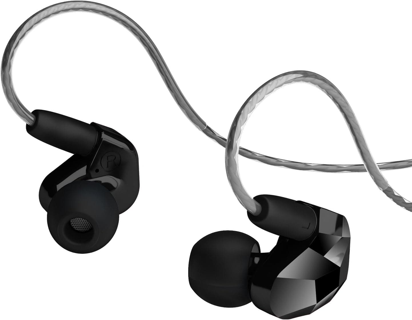 GranVela X9 Dual Drives in-Ear Monitor, Noise Isolation Earbuds with Microphone, Ergonomic Comfort-fit and Detachable Cables - Black