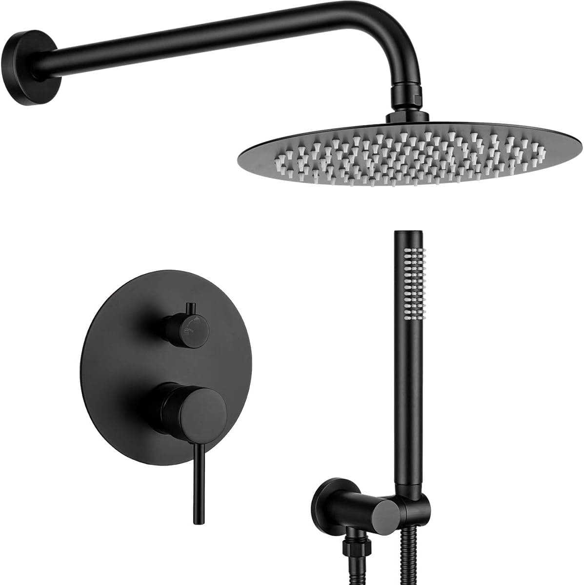 Rain Shower System Matte Black GAPPO Wall Mounted High Pressure Rainfall Shower Faucet and Head Combo Set with Handheld Rough in Pressure Balance Valve Included…