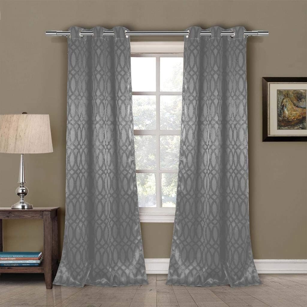 Duck River Textiles - Tayla Trellis Pattern Linen Textured Blackout Room Darkening Grommet Top Window Curtains Pair Panel Drapes for Bedroom, Living Room - Set of 2 Panels - 38 X 84 Inch - Lucid Blue