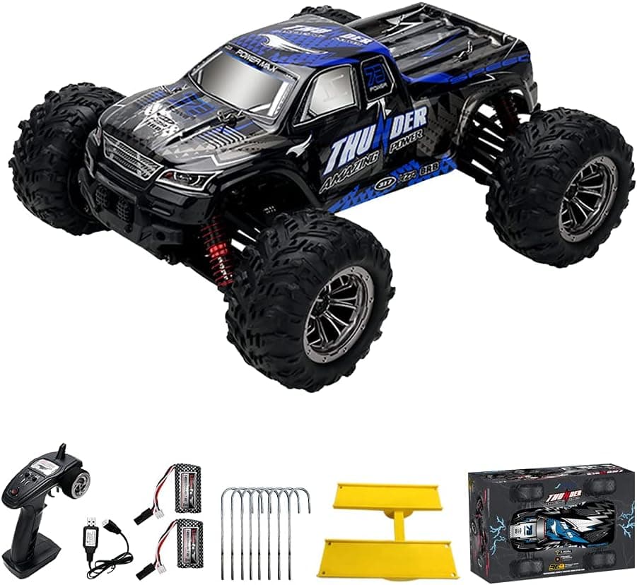 MESIXI 1/16 RC Car 36-42kmh Fast 2.4Ghz 4WD All Terrains Electric Hobby 4x4 Offroad Remote Control Truck for Adult Boy and Kid with Two Rechargeable Batteries