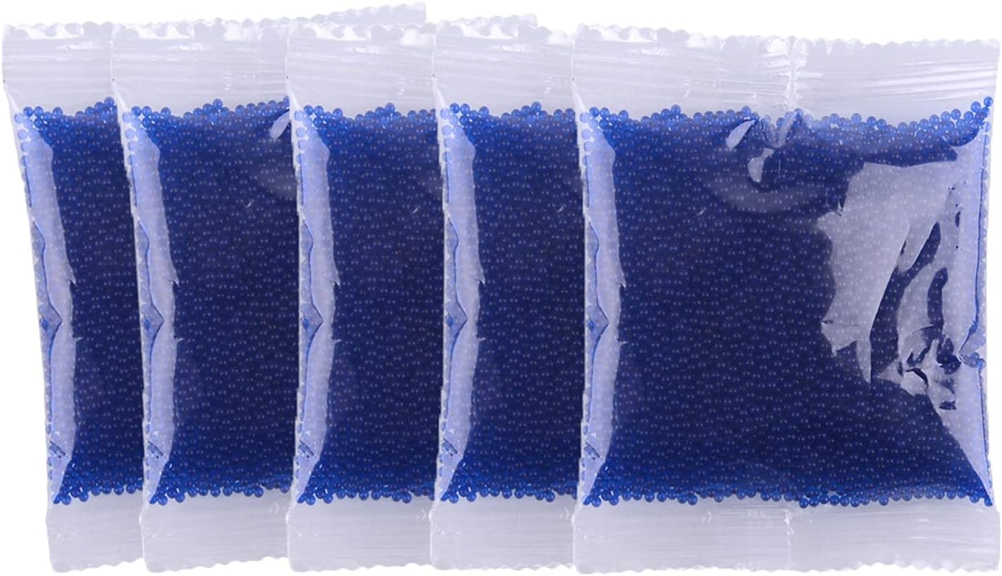 Gel Gun Refill Ammo, 50000Pcs 7-8mm Gel Ball Water Beads for Water Gun Blaster, Non-Toxic, Upgrade Hardened (5 Pack–10,000 Beads Per Pack, Blue)