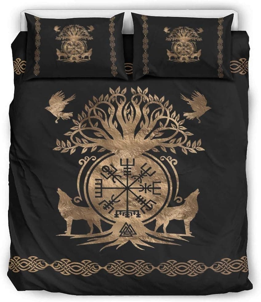 The Twin Ravens in Norse Mythology，Viking，Huginn and Muninn，Odin Bedding Set Lightweight&Soft Twin Queen King Size 3-Piece Bed Set (1 Quilt Cover+2 Pillowcases) white2 104x90 inch