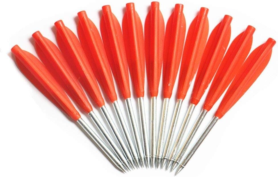 PA 24PCS Red Aluminum Crossbow Bolts Arrows 5.7" Length Broadheads Flecha for 20 lb/50 lb Pistol Tips Bolt Arrow Shooting